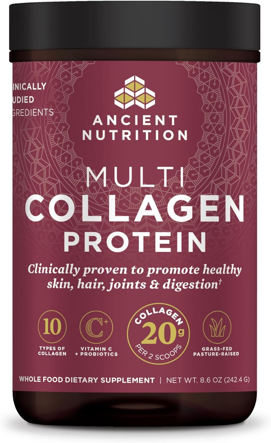 Ancient Nutrition Multi Collagen Protein Powder Unflavored 8.6oz | 24 Servings | Supports Joint Care, Skin, Hair & Nails, and Gut Health