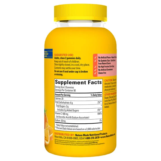 Nature Made Extra Strength Vitamin C 500 mg, 180 Gummies
