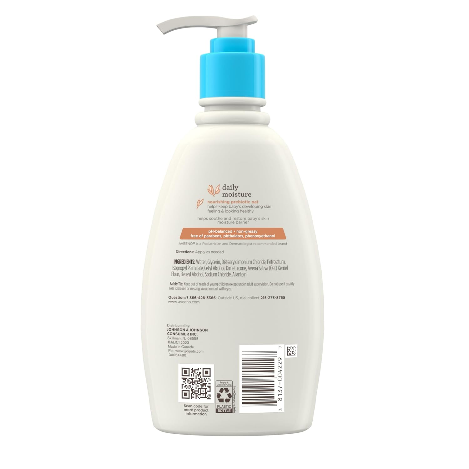 AVEENO Baby Daily Moisture Lotion  for Delicate Skin, Natural Colloidal Oatmeal & Dimethicone, Fragrance Free 12 oz