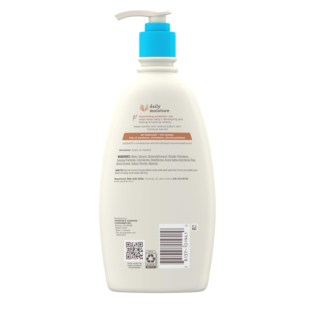 Aveeno Baby Daily Moisture Body Lotion for Delicate Skin with Natural Colloidal Oatmeal & Dimethicone - 18 fl oz