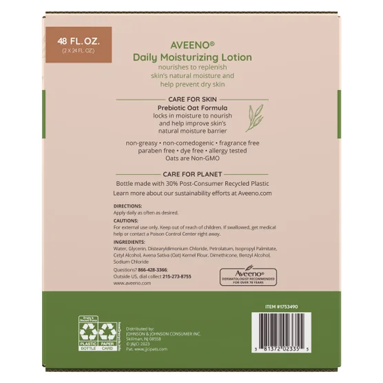 Aveeno Daily Moisture Lotion, 24 fl oz, 2-pack