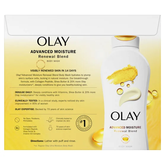 Olay Advanced Moisture Renewal Blend Body Wash, 23.6 oz, 3-pack