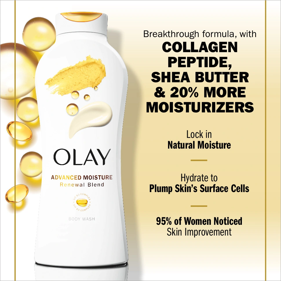 Olay Advanced Moisture Renewal Blend Body Wash, 23.6 oz, 3-pack