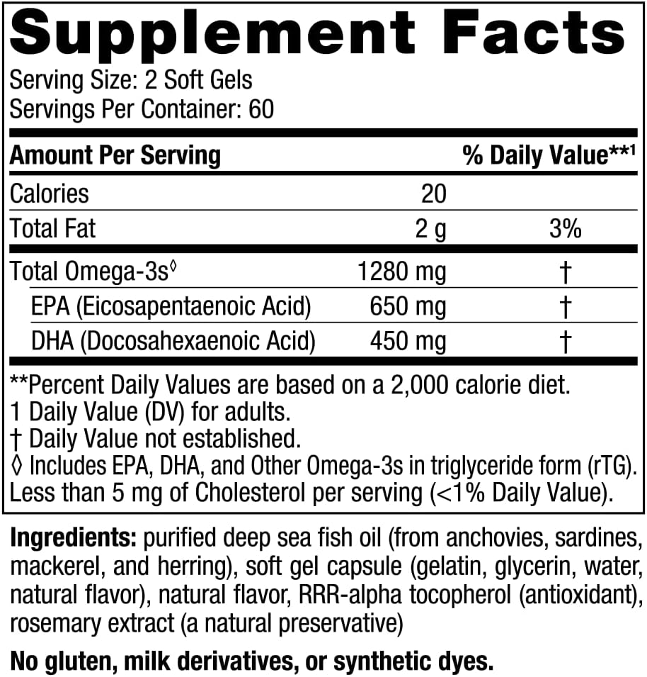 Nordic Naturals Ultimate Omega, Lemon Flavor – High-Potency Omega-3 Fish Oil with EPA & DHA – 120 Softgels