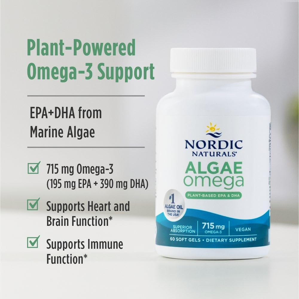 Nordic Naturals Algae Omega – Plant-Based Omega-3 with EPA & DHA – 120 Softgels