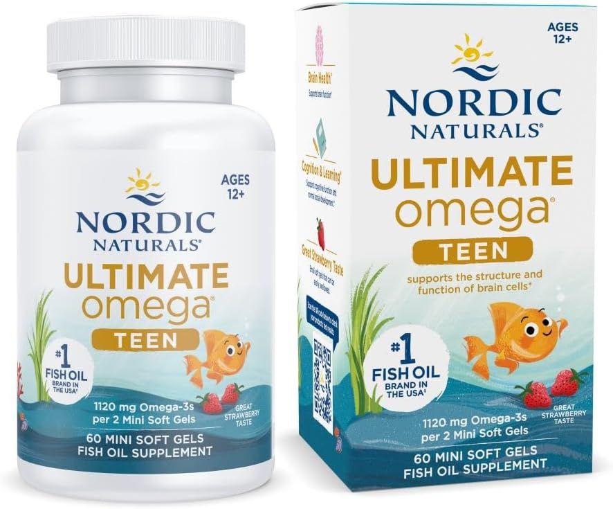 Nordic Naturals Ultimate Omega 2X Teen, Strawberry - 60 Mini Soft Gels