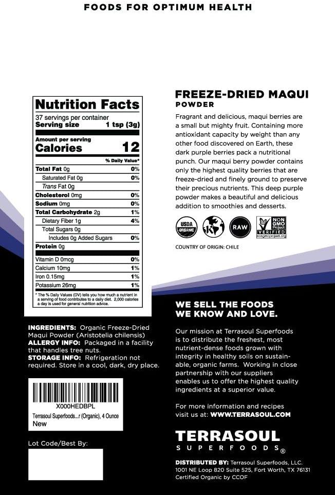 Terrasoul MAQUI BERRY POWDER (FREEZE-DRIED) 4oz