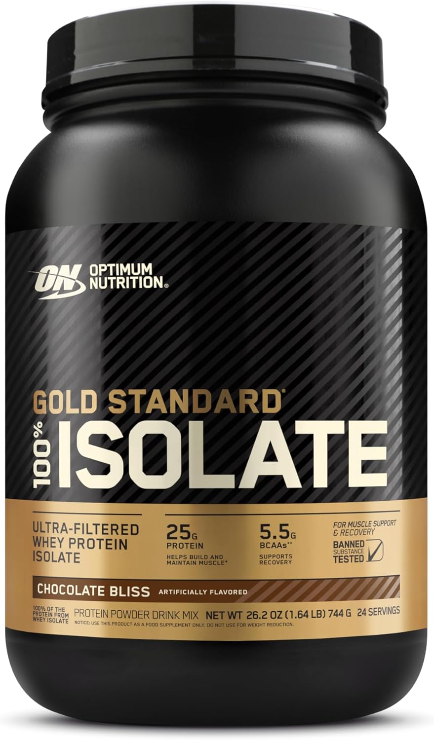 Optimum Nutrition Gold Standard 100% Isolate Whey Protein, Chocolate Bliss, 3 lb – 44 Servings