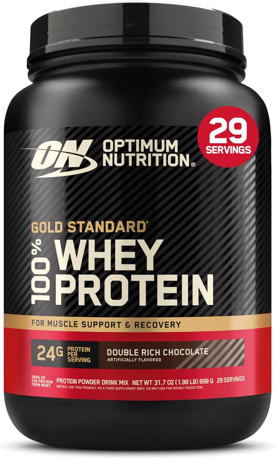Optimum Nutrition Gold Standard 100% Whey Protein Powder, Double Rich Chocolate – 1.98 lb
