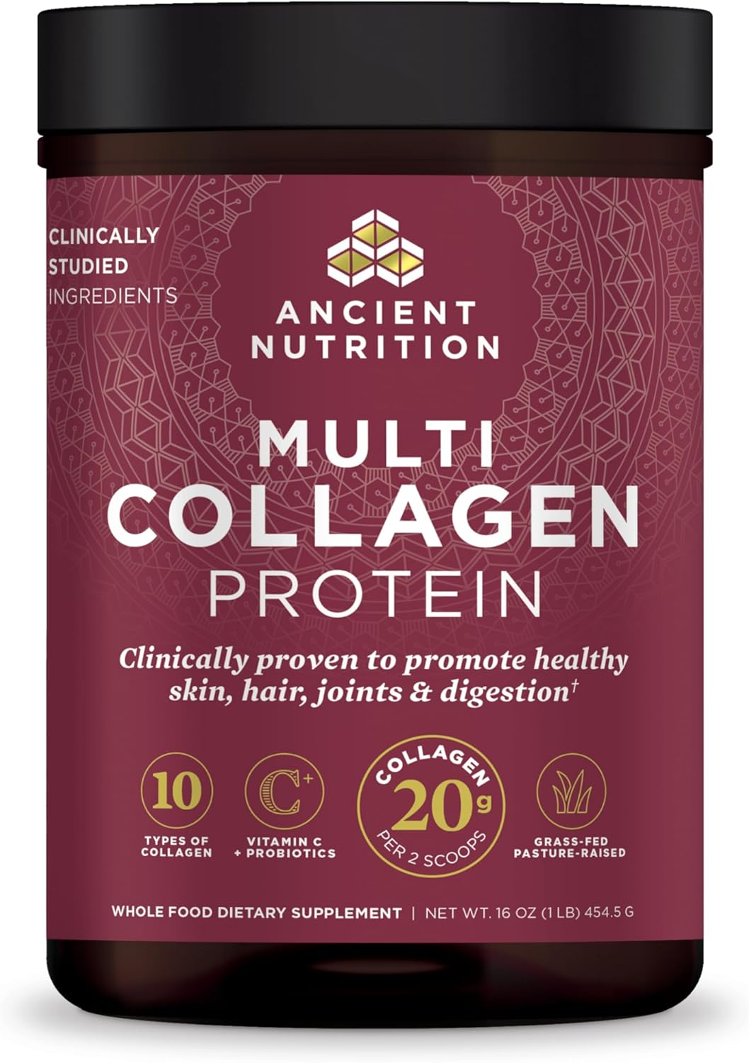 Ancient Nutrition Multi Collagen Protein Powder Unflavored 16 oz | 45 Servings | Supports Joint Care, Skin, Hair & Nails, and Gut Health