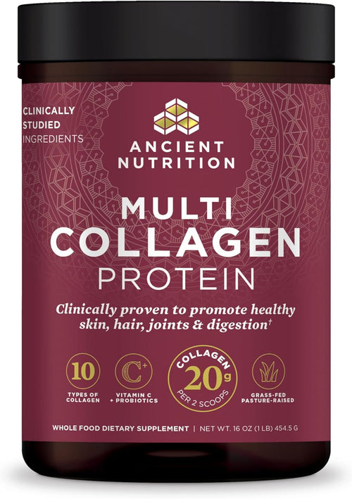 Ancient Nutrition Multi Collagen Protein Powder Unflavored 16 oz | 45 Servings | Supports Joint Care, Skin, Hair & Nails, and Gut Health
