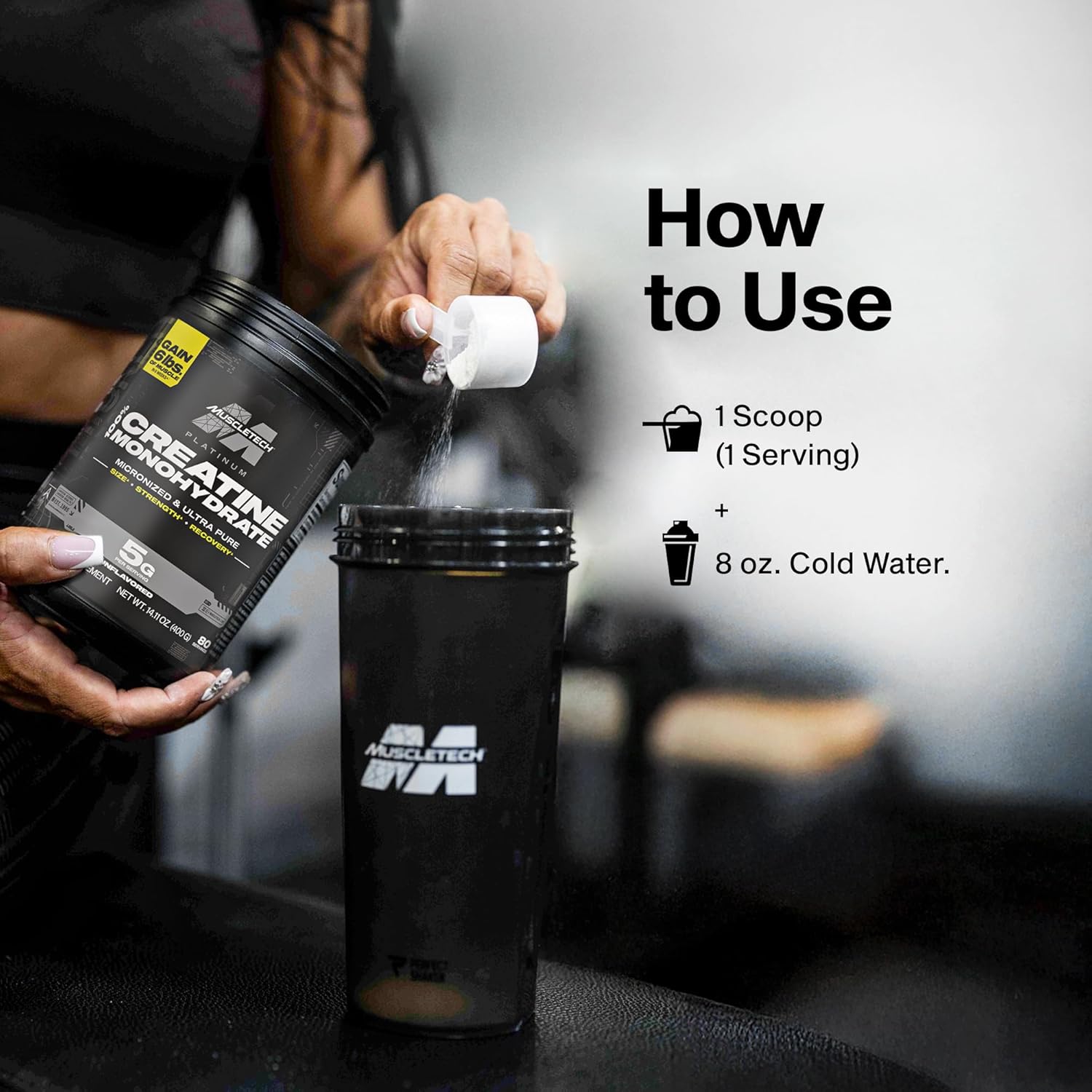 MuscleTech Platinum Creatine Monohydrate Powder (Unflavored), Micronized Creatine Supplement for Men & Women – 80 Servings