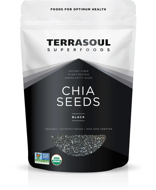 Terrasoul Superfoods Organic Black Chia Seeds,  16oz, Nutrient-Packed Superfood for Energy, Puddings, Smoothies, and Baking